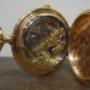 Taschenuhr, Doppelmantel, Gold, Schweiz um 1910, seltene Ausführung mit Chronograph und Minutenrepetition, Rückseite mit verglastem Werk, vermutlich (Jäger) Le Coultre Taschenuhr, Doppelmantel, Gold, Schweiz um 1910, seltene Ausführung mit Chronograph und Minutenrepetition, Rückseite mit verglastem Werk, vermutlich (Jäger) Le Coultre