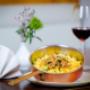 Käsespätzle ein traditionelles Tiroler Gerichte im Restaurant das Landegger im Hotel Schrofenstein Käsespätzle ein traditionelles Tiroler Gerichte im Restaurant das Landegger im Hotel Schrofenstein