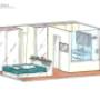 Schlafzimmer und offene Badezimmerlösung Schlafzimmer und offene Badezimmerlösung