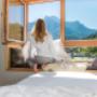 Aussicht auf die Loferer Steinberge aus dem Masterbedroom - Alpegg Chalets in Waidring. Aussicht auf die Loferer Steinberge aus dem Masterbedroom - Alpegg Chalets in Waidring.