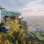 Karrenseilbahn Dornbirn | Panorama Restaurant  über das Rheintal, den Bodensee und die Schweizer Berge