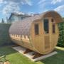 Saunafass 300 cm mit Vorraum und 40 cm Vordach
http://www.sisu-sauna.at/Sauna/Barrel/FDiscount300.html