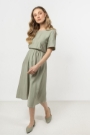 Midi-Kleid  mit Schlitzärmeln in Salbeigrün